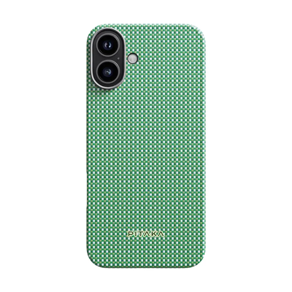 iPhone 16 MagSafe Uyumlu Aramid Fiber Kılıf - Pitaka Ultra-Slim Classic Forest Green