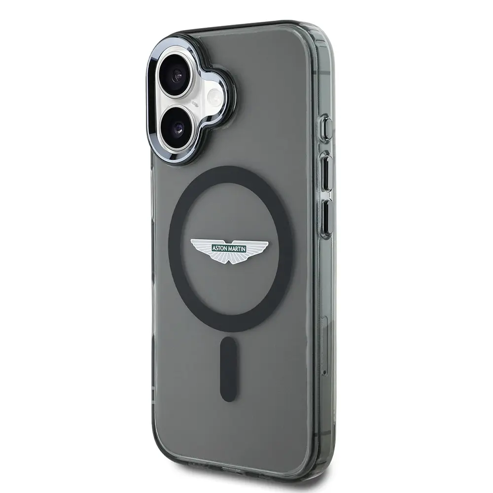 Apple iPhone 16 Kılıf Aston Martin Orjinal Lisanslı M-safe Şarj Özellikli IML Baskı Logolu Buzlu Kapak