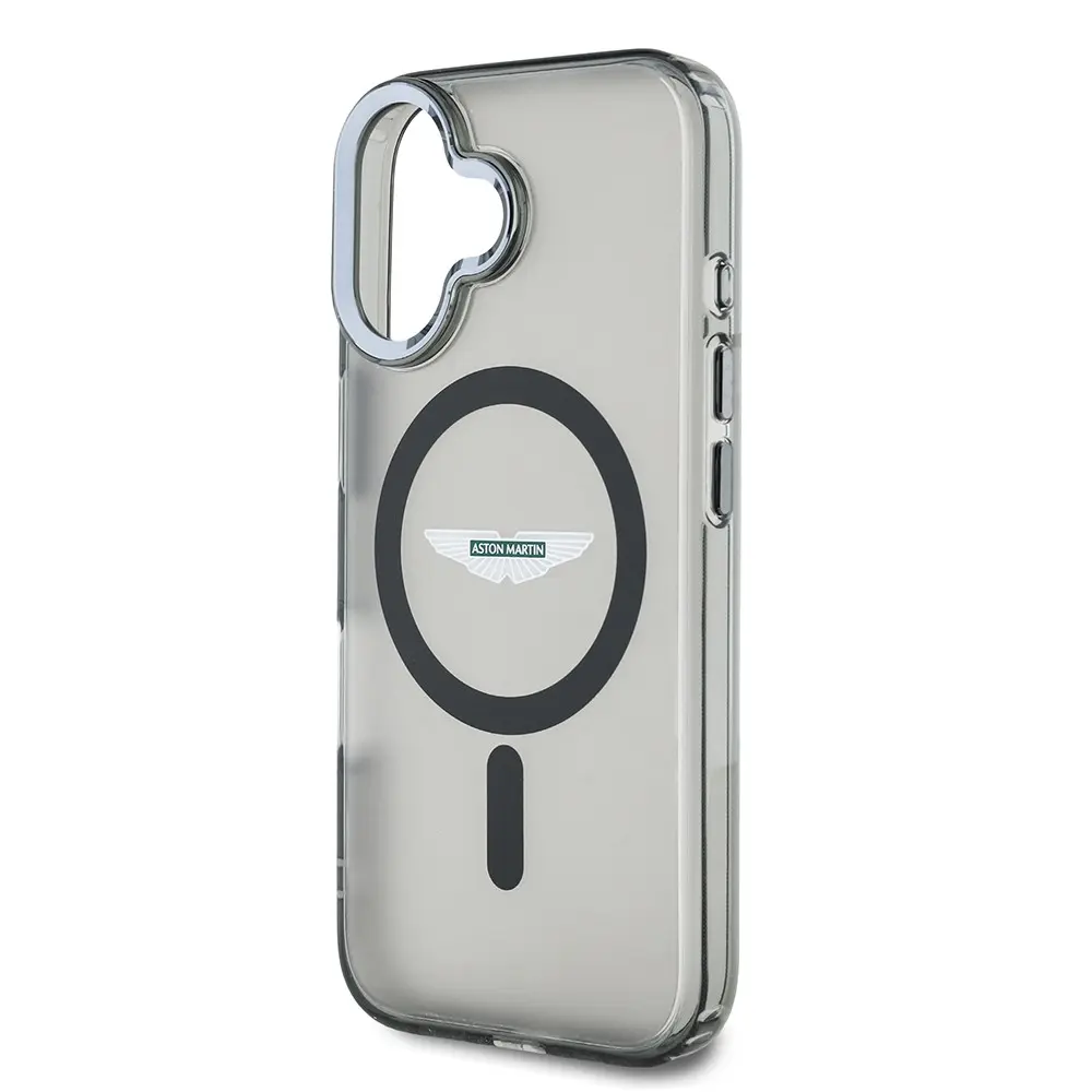 Apple iPhone 16 Kılıf Aston Martin Orjinal Lisanslı M-safe Şarj Özellikli IML Baskı Logolu Buzlu Kapak