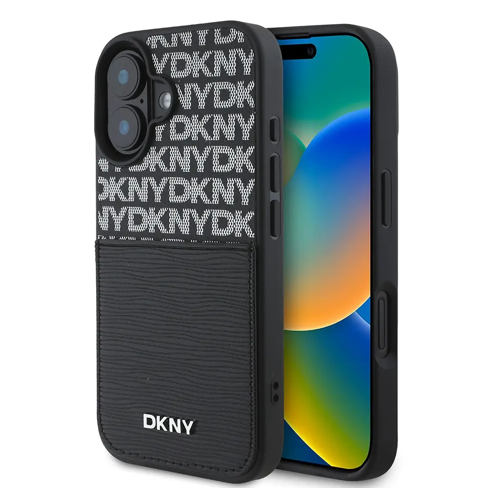 iPhone 16 Kartlıklı Lisanslı Kılıf - DKNY Repeat Texture