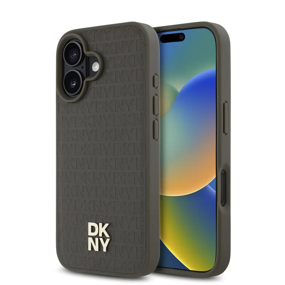 iPhone 16 MagSafe Uyumlu 3D Desenli Kılıf - DKNY Repeat Pattern