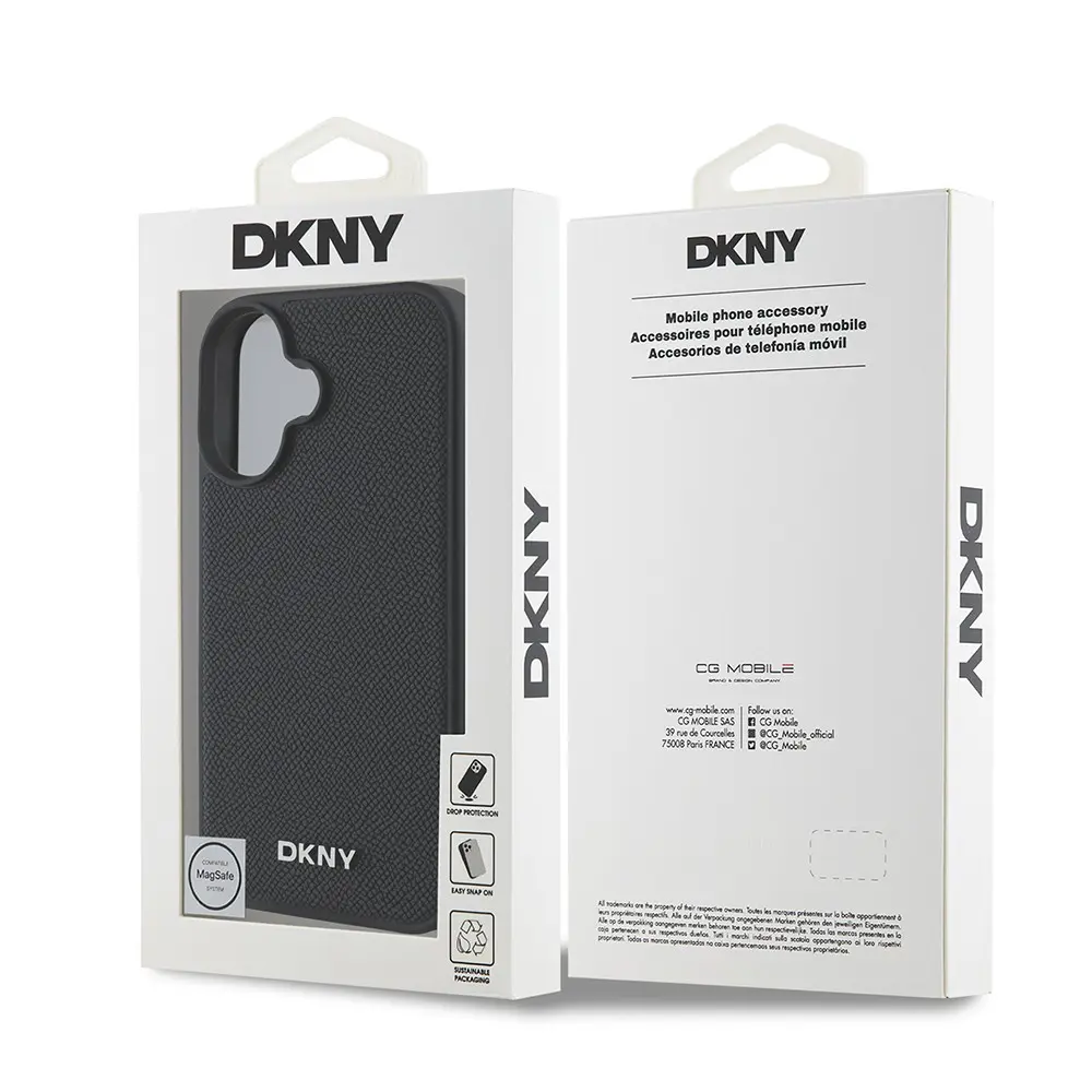 iPhone 16 MagSafe Uyumlu PU Deri Kılıf - DKNY Metal Logolu