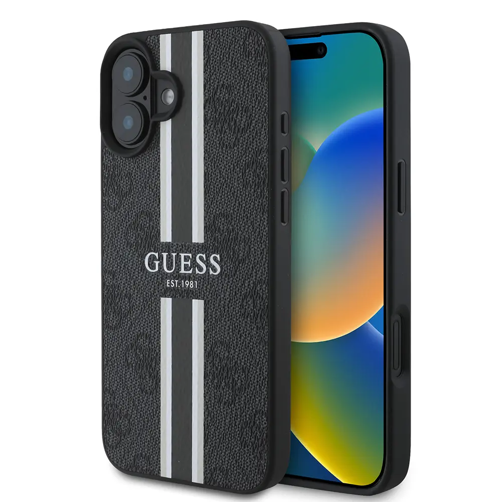 iPhone 16 MagSafe Uyumlu 4G Şerit Tasarımlı Kılıf - Guess Lisanslı