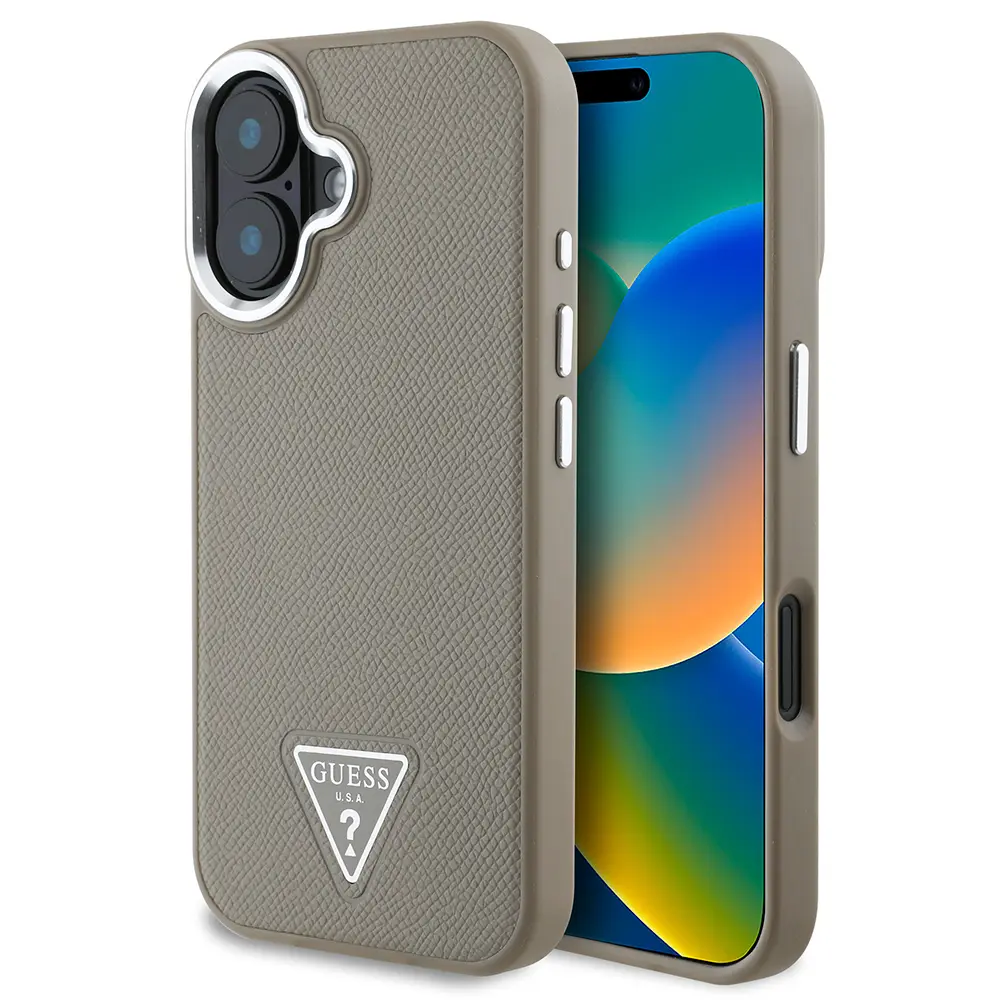 iPhone 16 MagSafe Uyumlu Grained Triangle Kılıf - Guess
