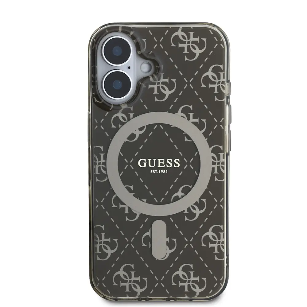 iPhone 16 MagSafe Uyumlu IML Baskılı Kılıf - Guess 4G Klasik Logolu