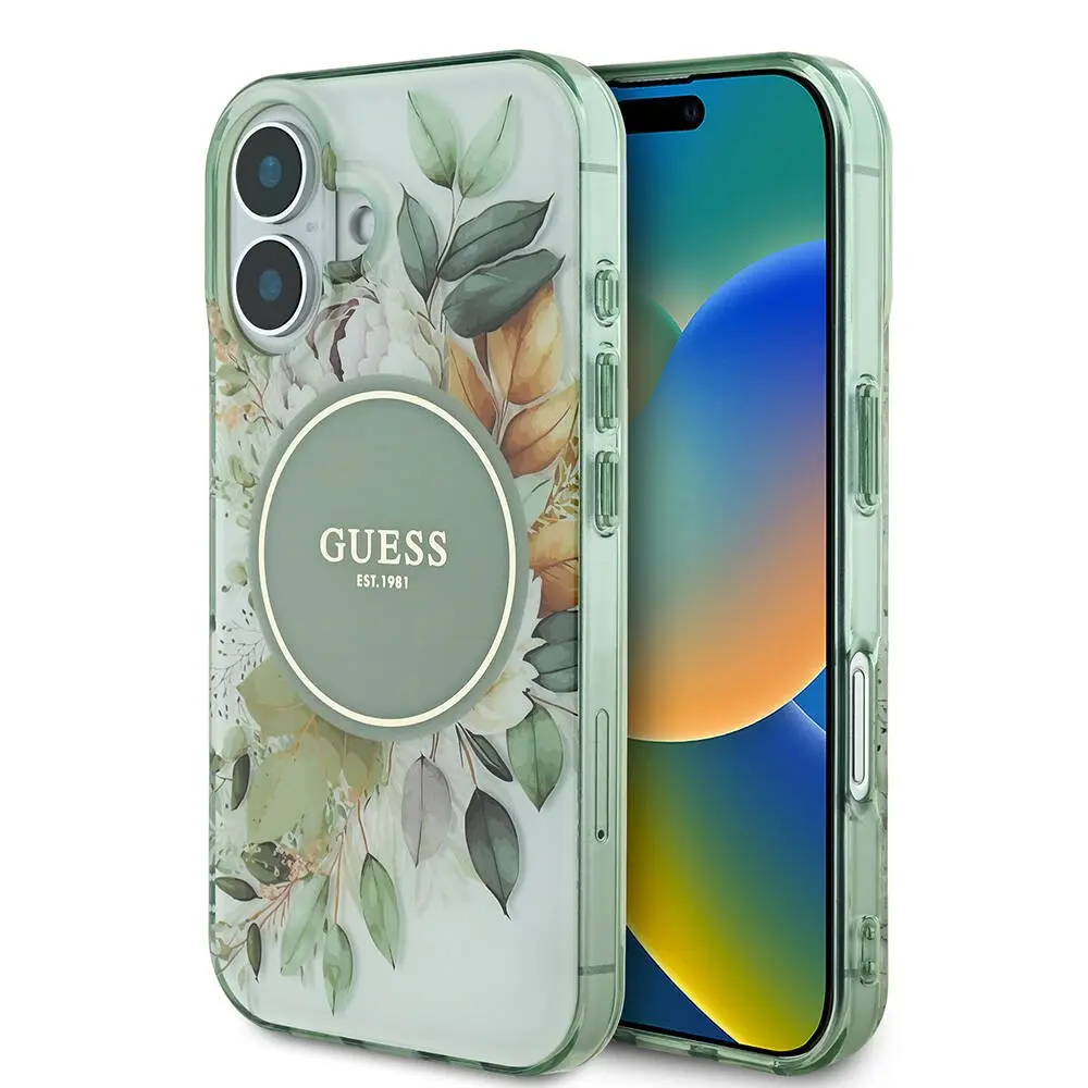 iPhone 16 MagSafe Uyumlu IML Baskılı Kılıf - Guess Flower Tonal Circle