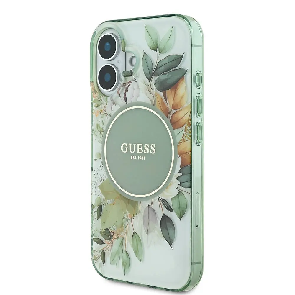 iPhone 16 MagSafe Uyumlu IML Baskılı Kılıf - Guess Flower Tonal Circle