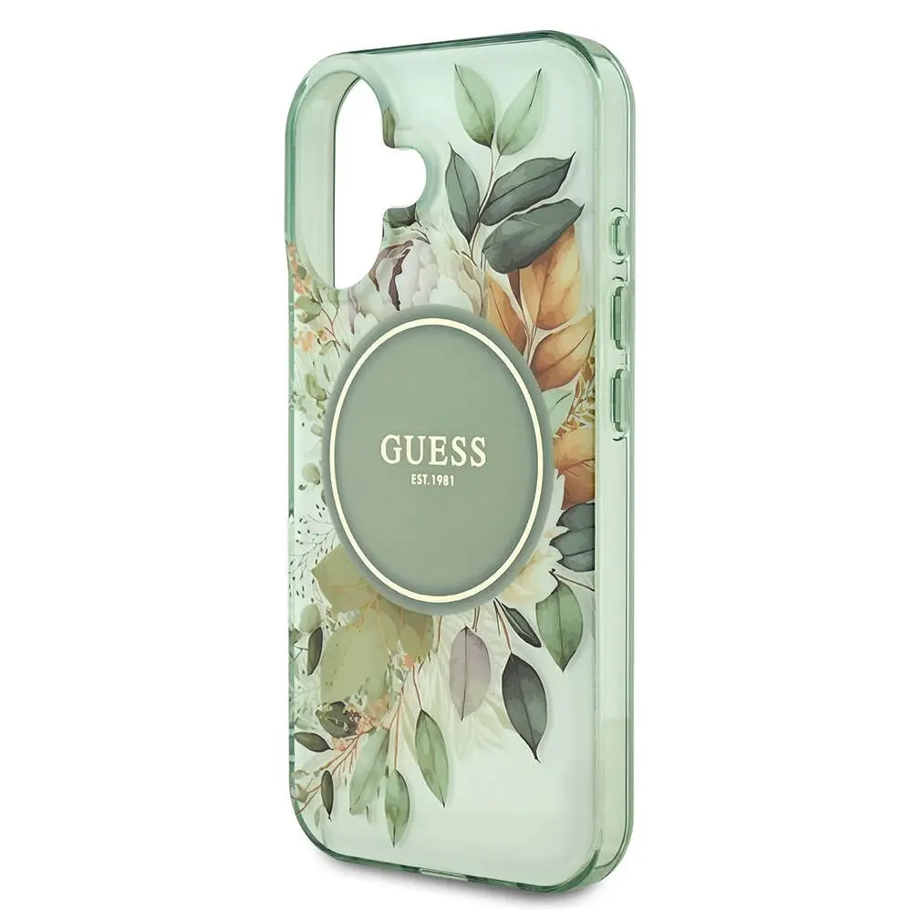 iPhone 16 MagSafe Uyumlu IML Baskılı Kılıf - Guess Flower Tonal Circle