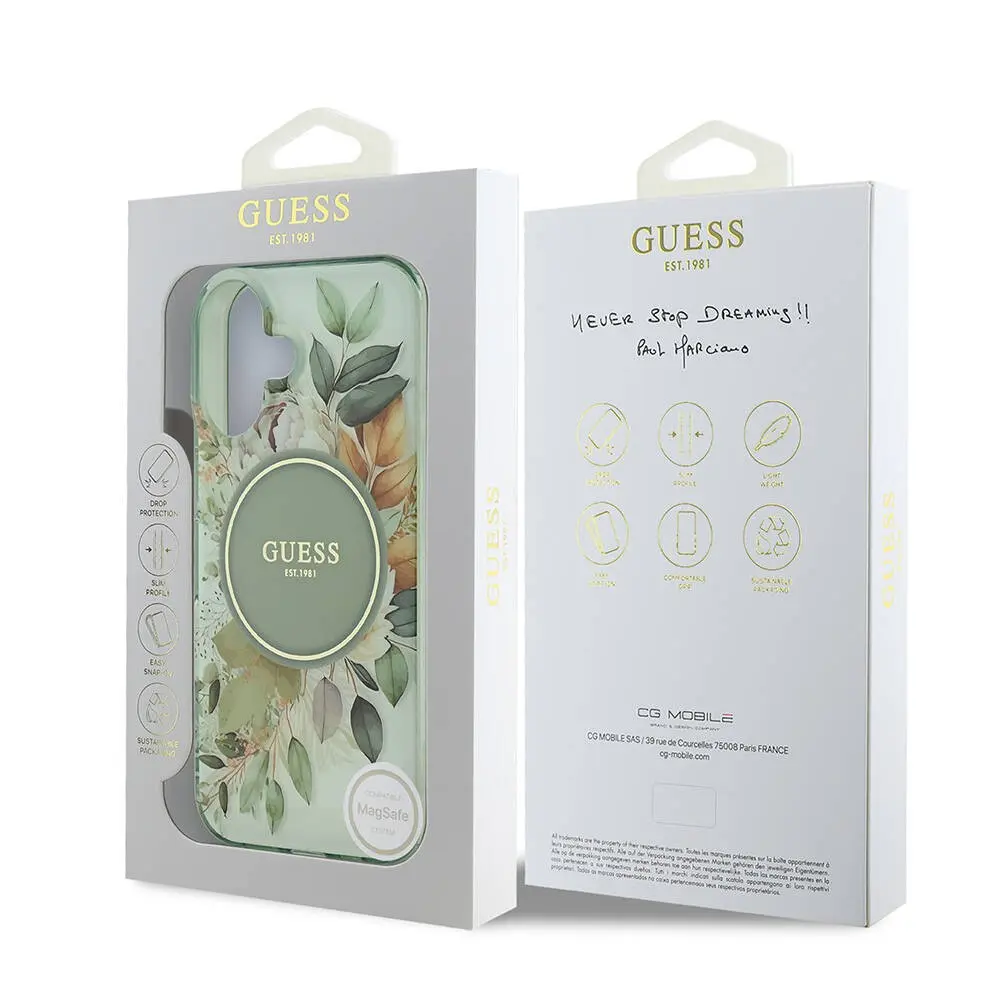 iPhone 16 MagSafe Uyumlu IML Baskılı Kılıf - Guess Flower Tonal Circle