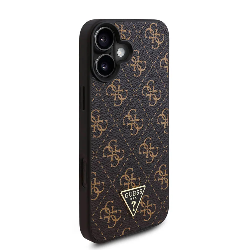 iPhone 16 PU Deri 4G Desenli Üçgen Logolu Kılıf - Guess