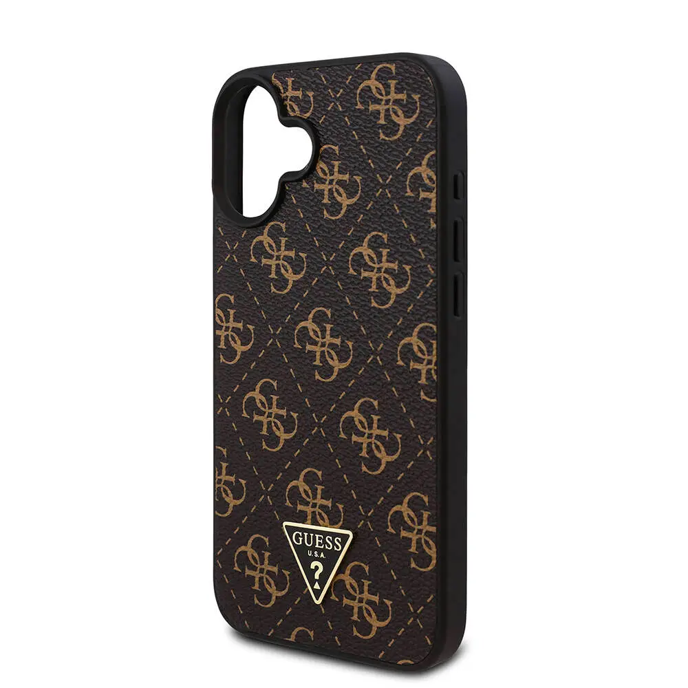 iPhone 16 PU Deri 4G Desenli Üçgen Logolu Kılıf - Guess