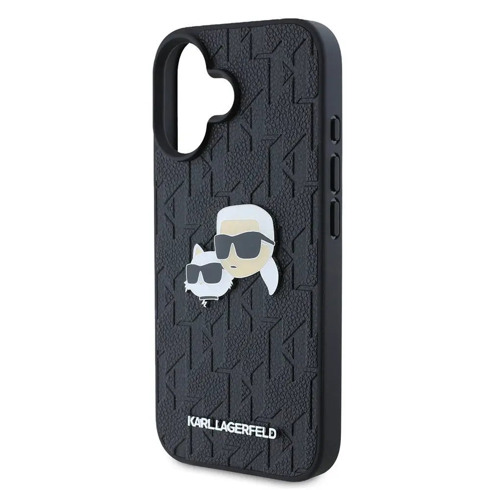 iPhone 16 Kılıf, Lisanslı K&C Heads Monogram Pin Kapak - Karl Lagerfeld