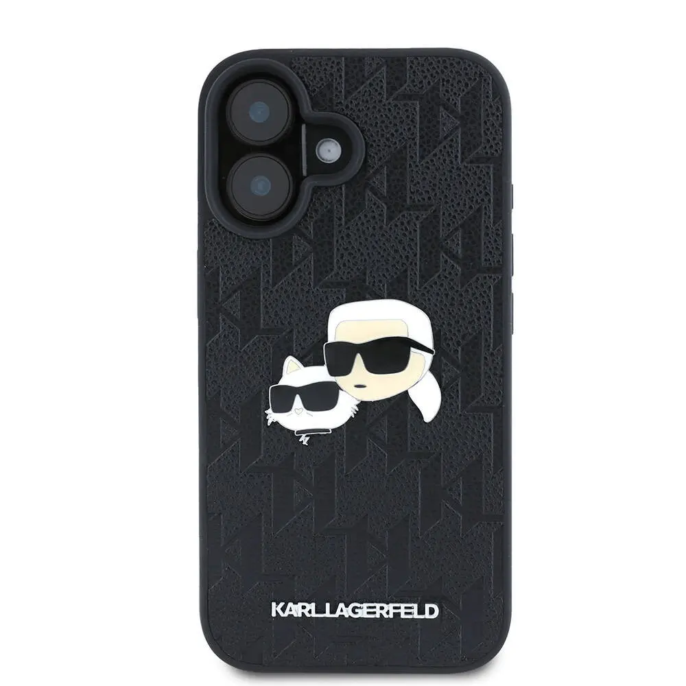 iPhone 16 Kılıf, Lisanslı K&C Heads Monogram Pin Kapak - Karl Lagerfeld