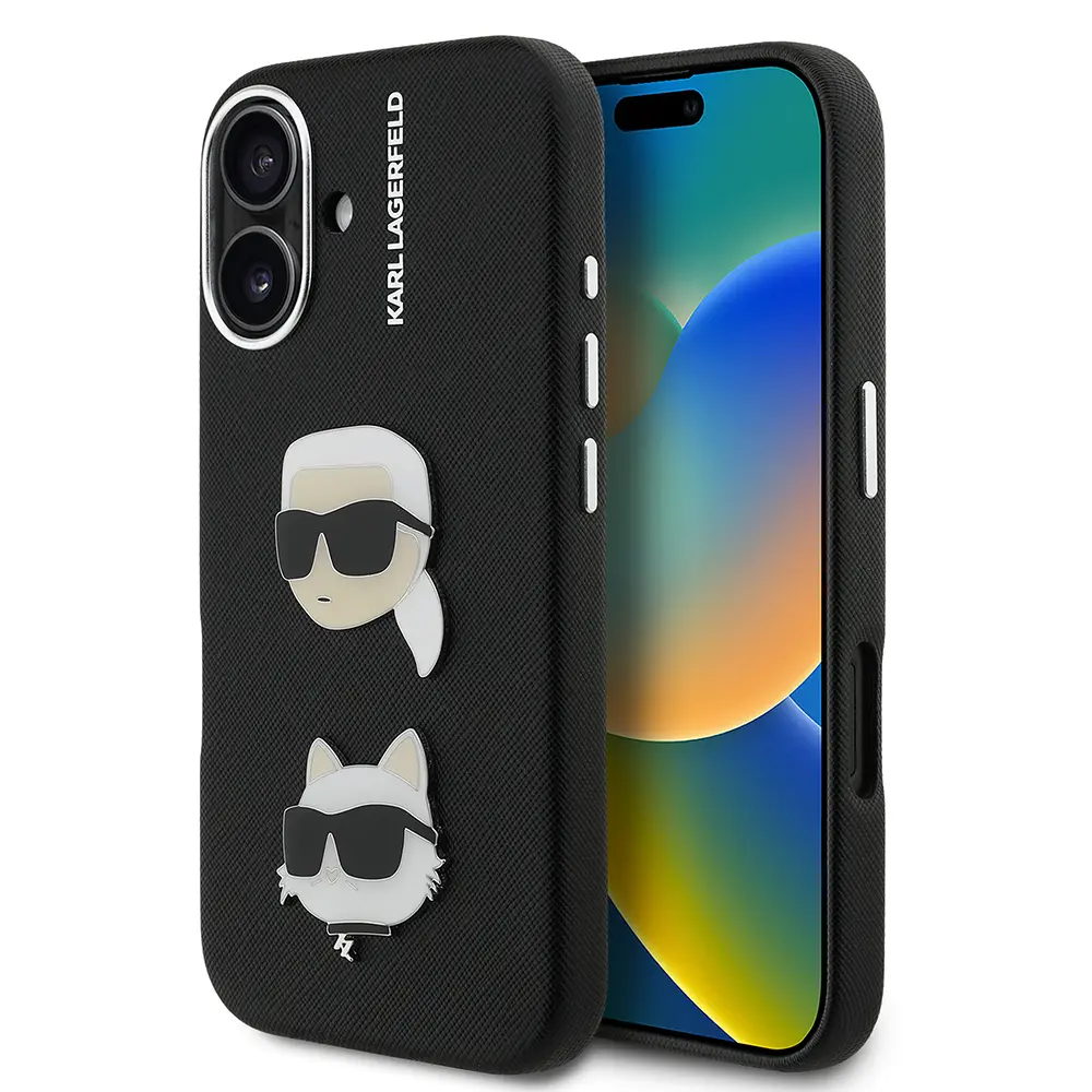 iPhone 16 Kılıf, Lisanslı K&C Heads Pin Tasarım - Karl Lagerfeld