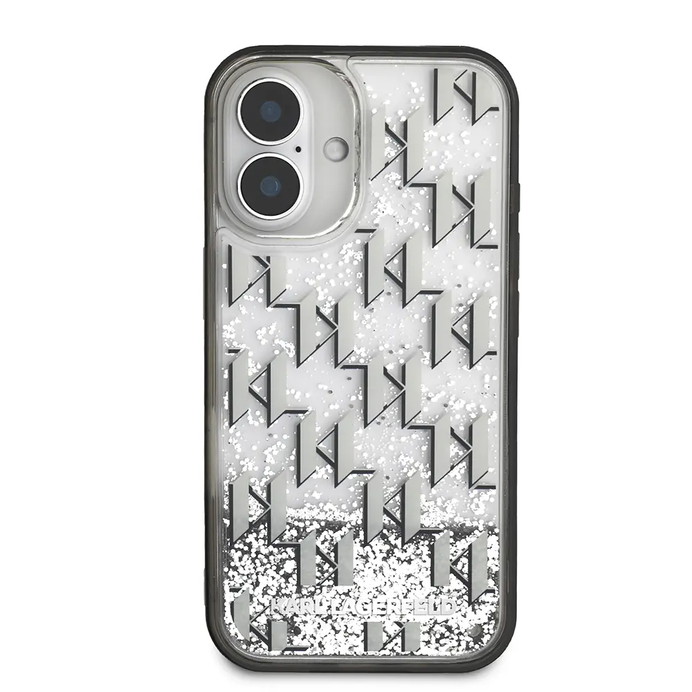 iPhone 16 Kılıf, Lisanslı Simli KL Monogram Gradient Kapak - Karl Lagerfeld