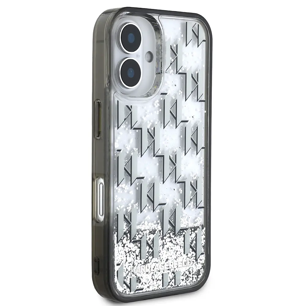 iPhone 16 Kılıf, Lisanslı Simli KL Monogram Gradient Kapak - Karl Lagerfeld