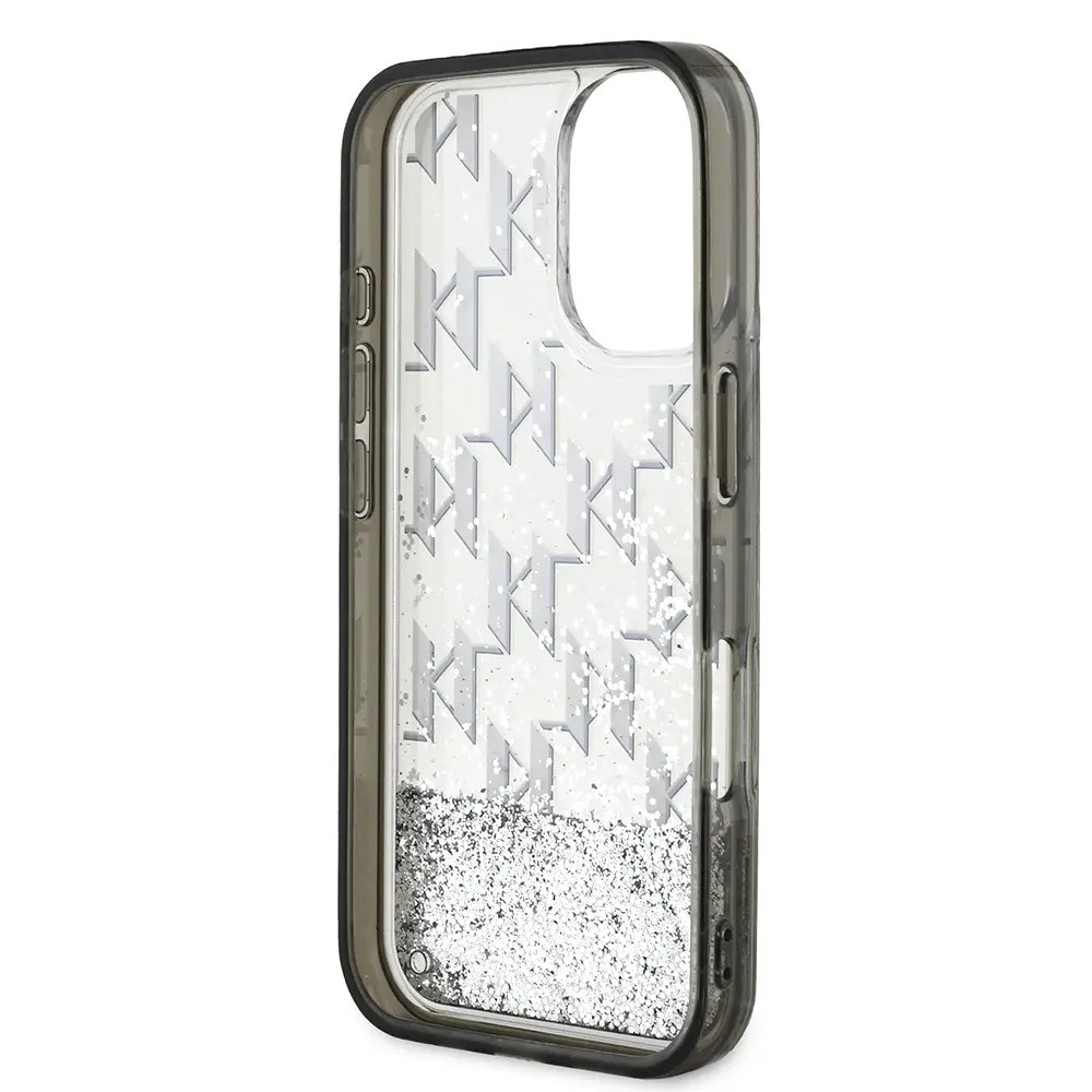 iPhone 16 Kılıf, Lisanslı Simli KL Monogram Gradient Kapak - Karl Lagerfeld
