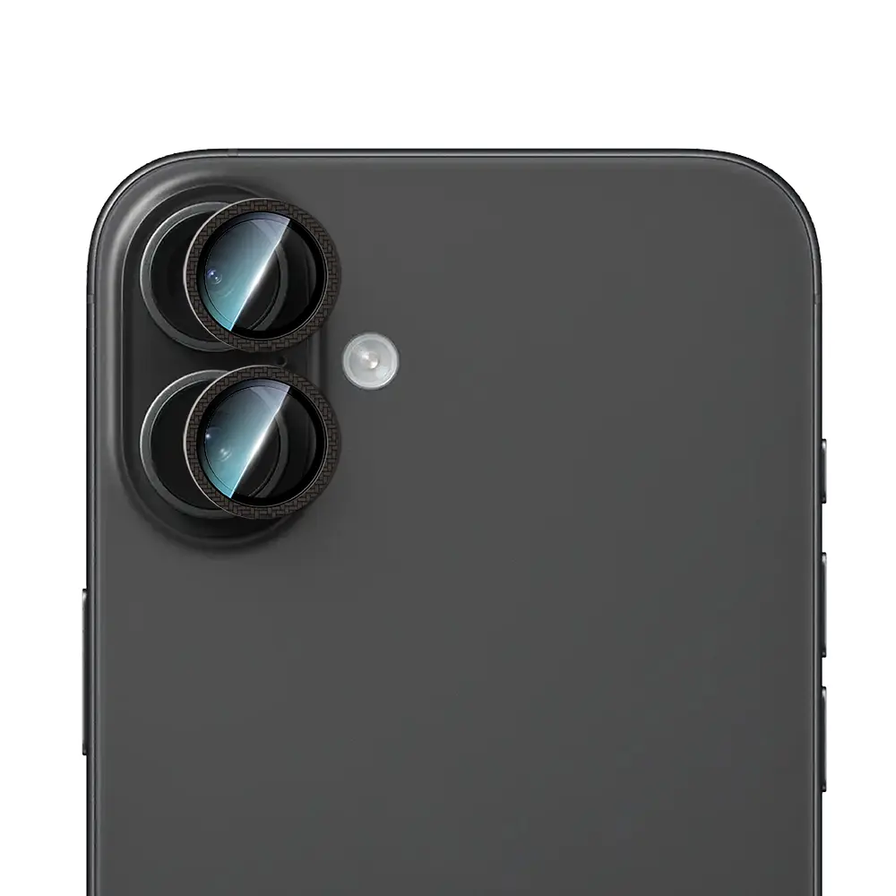 iPhone 16 Plus Kamera Lens Koruyucu, 9H Temperli Cam - CaseWorld Karbon Fiber Serisi