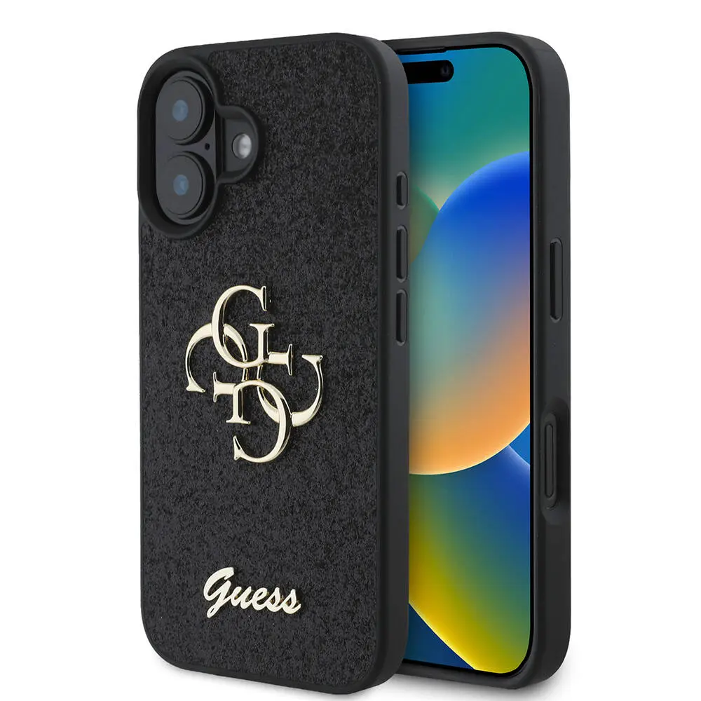 iPhone 16 Plus Kılıf, 4G Büyük Metal Logolu Glitter Kapak - Guess
