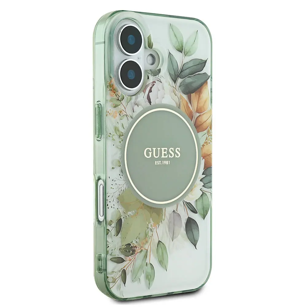 iPhone 16 Plus MagSafe Uyumlu IML Baskılı Kılıf - Guess Flower Tonal Circle