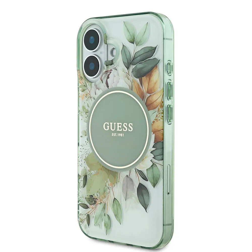 iPhone 16 Plus MagSafe Uyumlu IML Baskılı Kılıf - Guess Flower Tonal Circle