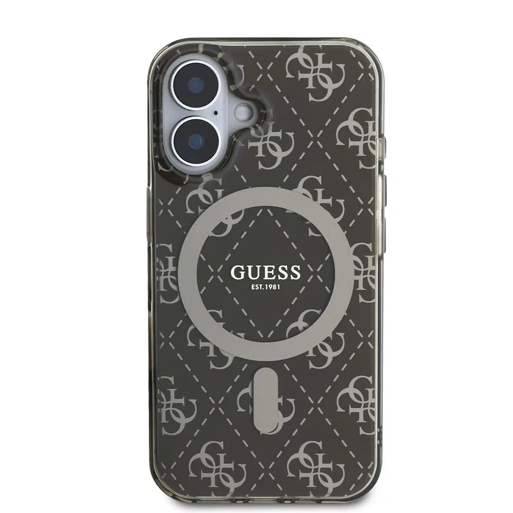 iPhone 16 Plus MagSafe Uyumlu Kılıf - Guess 4G Logolu Kahverengi