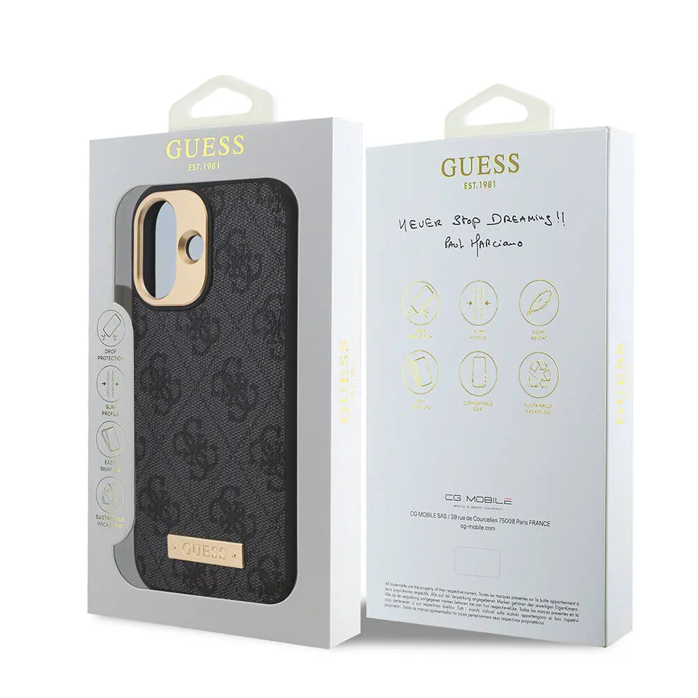 iPhone 16 Plus MagSafe Uyumlu 4G Desenli Kılıf - Guess Klasik Logolu