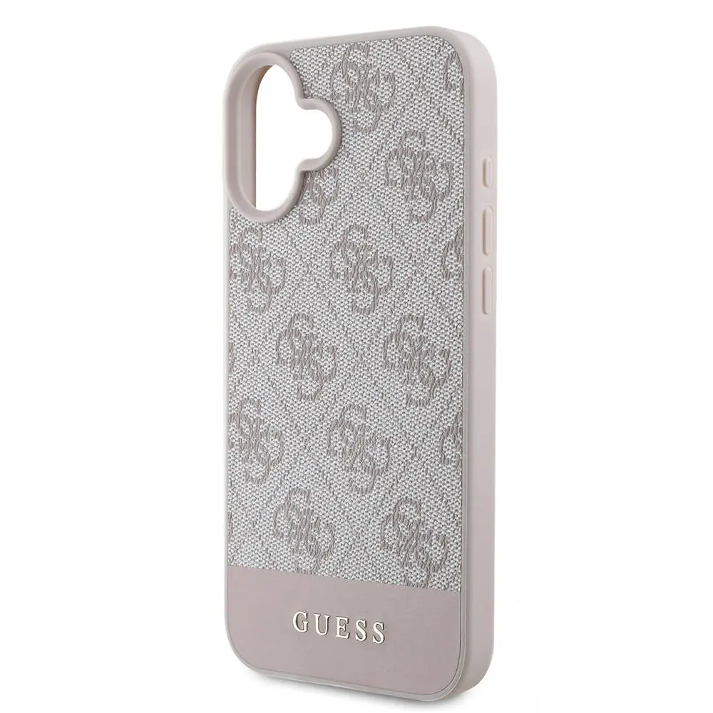 iPhone 16 Plus MagSafe Uyumlu PU Deri Kılıf - Guess Şerit Logo