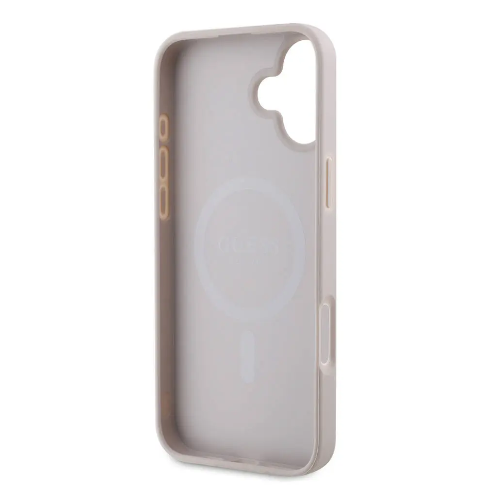 iPhone 16 Plus MagSafe Uyumlu PU Deri Kılıf - Guess Şerit Logo