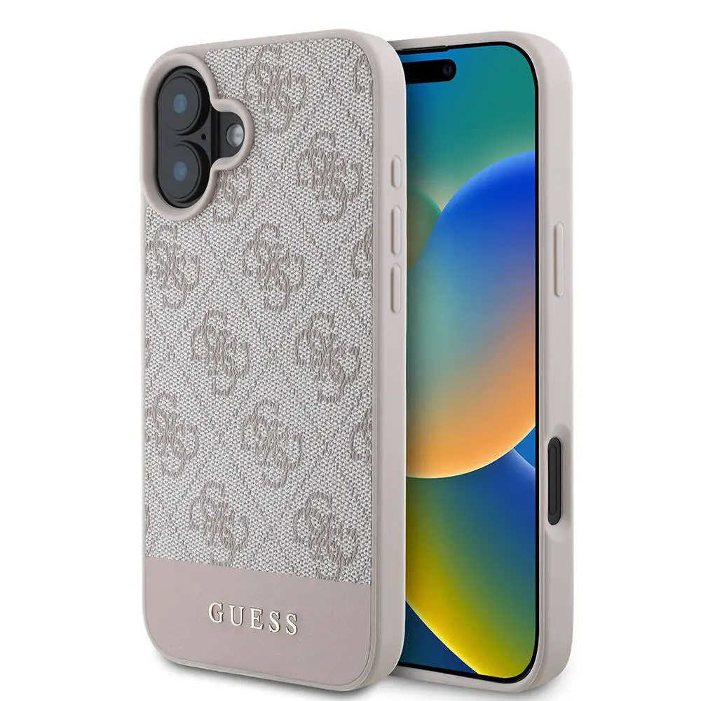 iPhone 16 Plus MagSafe Uyumlu PU Deri Kılıf - Guess Şerit Logo