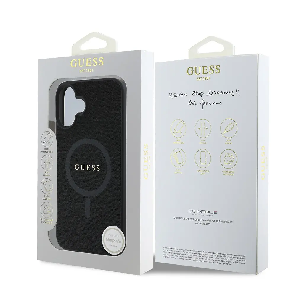 iPhone 16 Plus MagSafe Uyumlu Saffiano Kılıf - Guess Classic