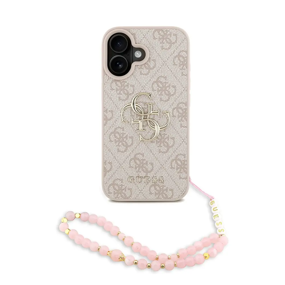 iPhone 16 Plus Guess Lisanslı PU Deri Kılıf, Bilek Askı İpli ve Logolu