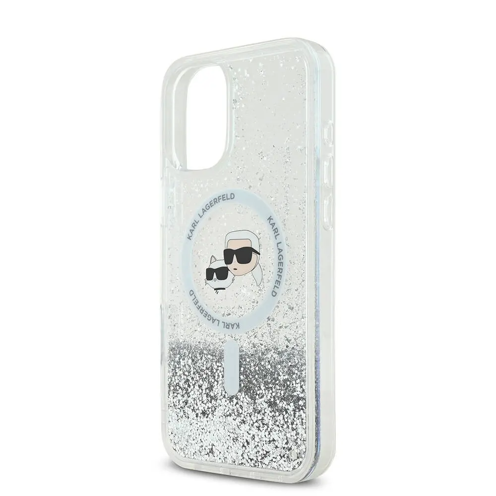 iPhone 16 Plus MagSafe Uyumlu Sıvılı Simli Kılıf - Karl Lagerfeld K&C Heads