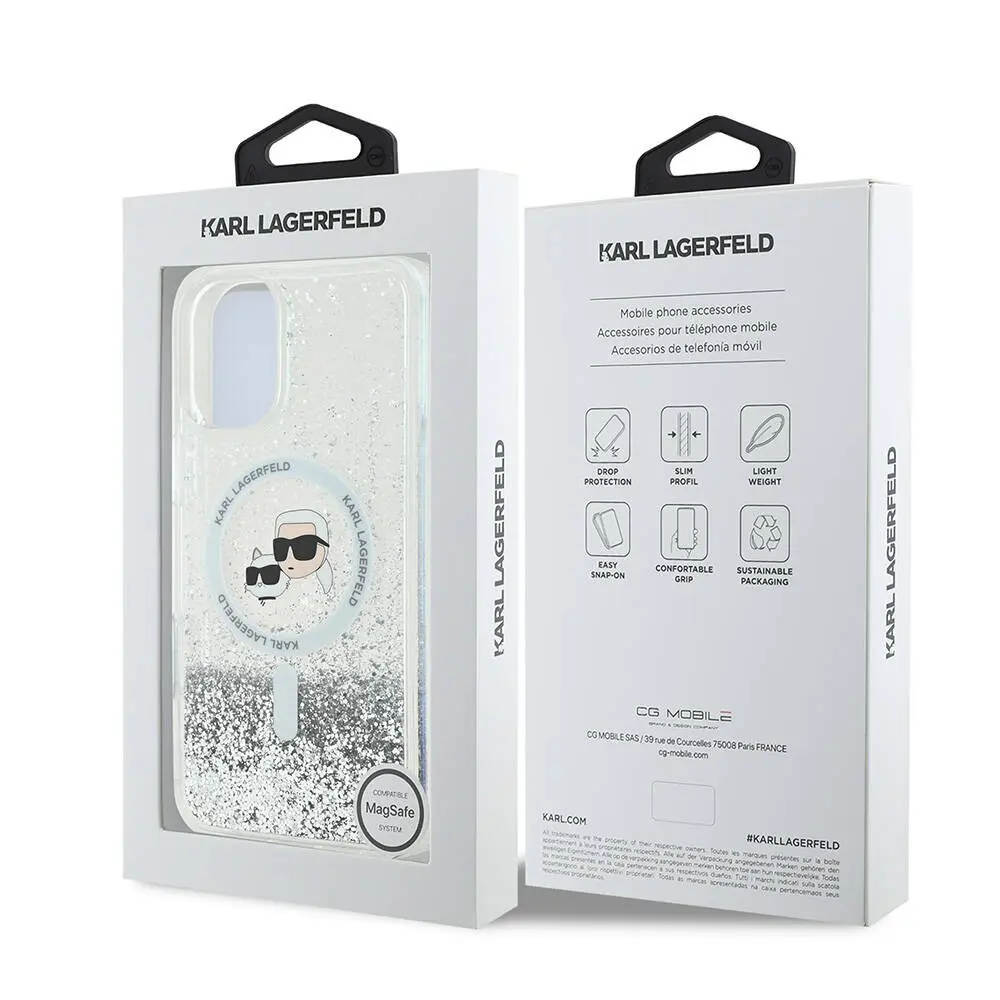 iPhone 16 Plus MagSafe Uyumlu Sıvılı Simli Kılıf - Karl Lagerfeld K&C Heads