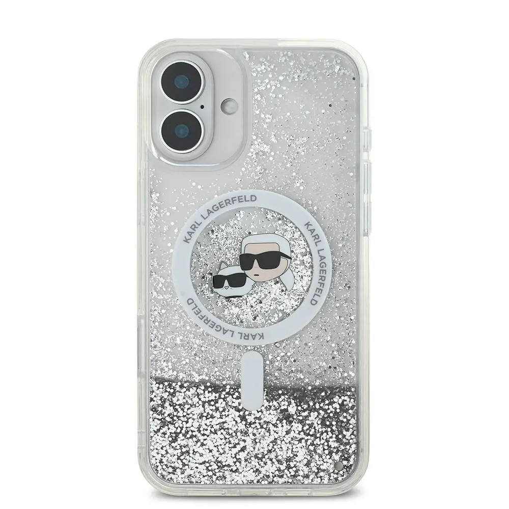 iPhone 16 Plus MagSafe Uyumlu Sıvılı Simli Kılıf - Karl Lagerfeld K&C Heads