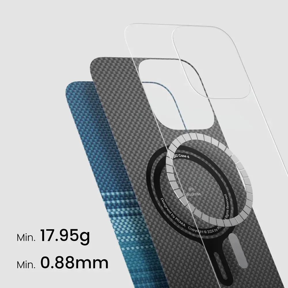 iPhone 16 Plus MagSafe Uyumlu Aramid Fiber Kılıf - Pitaka Sunset-Moonrise Moonrise