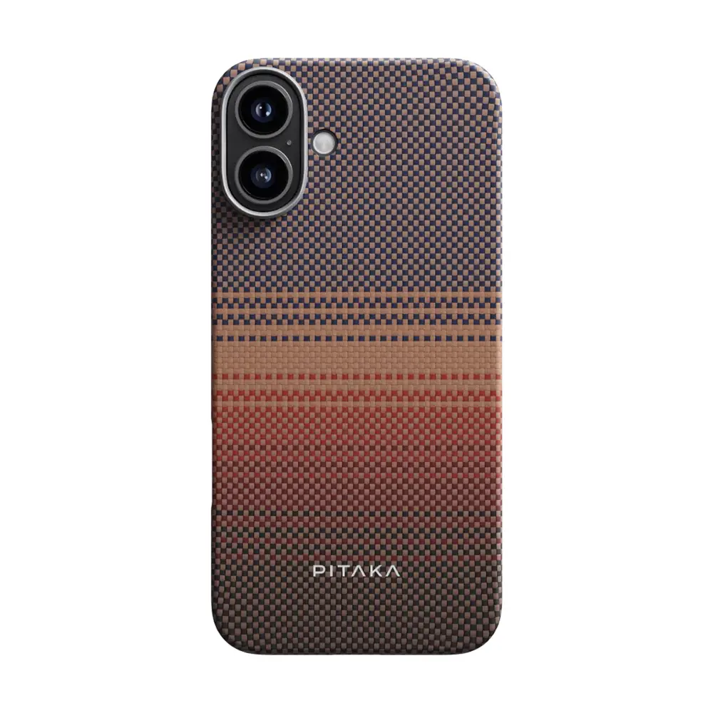 iPhone 16 Plus MagSafe Uyumlu Aramid Fiber Kılıf - Pitaka Tactile Woven Sunset