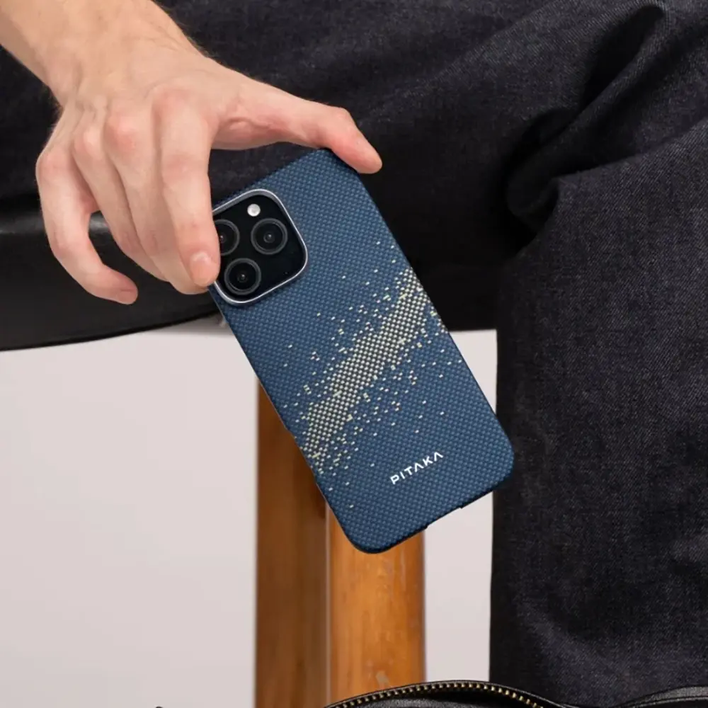 iPhone 16 Plus MagSafe Uyumlu Aramid Fiber Kılıf - Pitaka Tactile Woven Starpeak