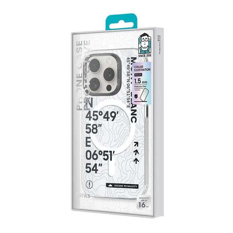 iPhone 16 Plus MagSafe Uyumlu Kılıf, Koordinat Desenli - Benks Summit