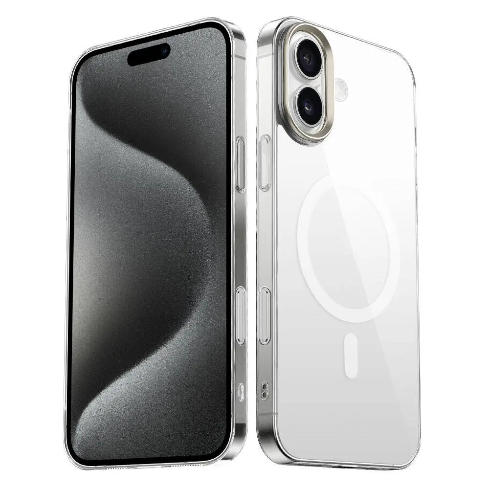 iPhone 16 Plus MagSafe Uyumlu Şeffaf Cam Arka Yüzeyli Kılıf - Zore G-Glass