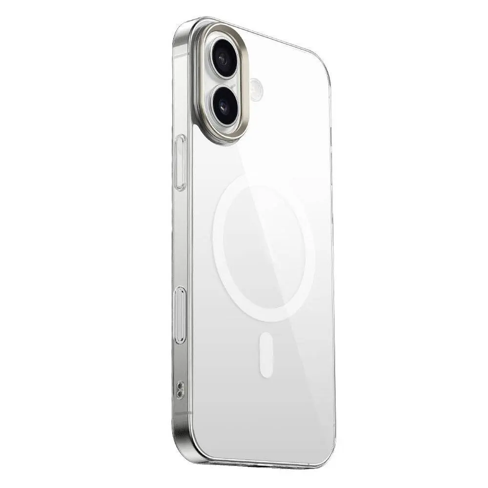 iPhone 16 Plus MagSafe Uyumlu Şeffaf Cam Arka Yüzeyli Kılıf - Zore G-Glass