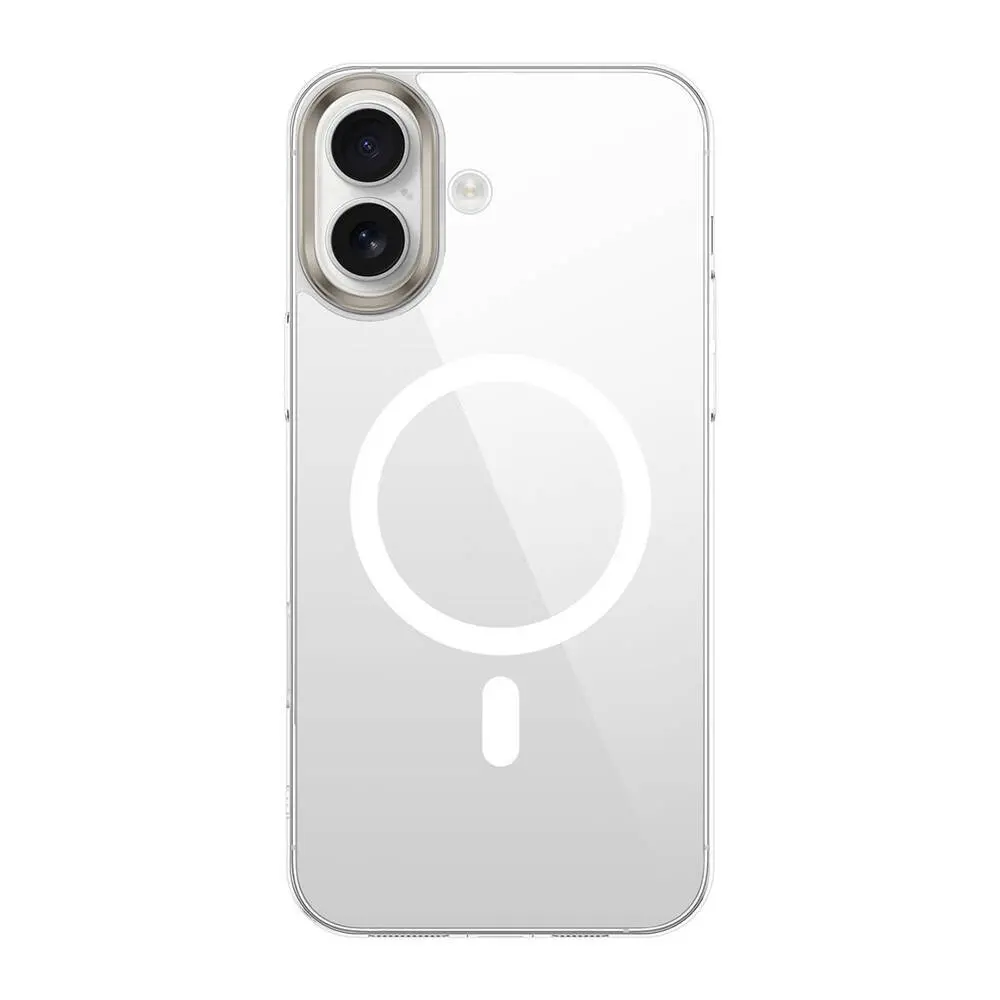 iPhone 16 Plus MagSafe Uyumlu Şeffaf Cam Arka Yüzeyli Kılıf - Zore G-Glass