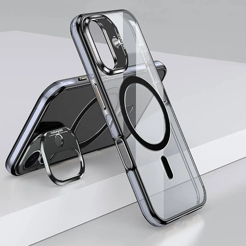 iPhone 16 Plus MagSafe Uyumlu Standlı Şeffaf Kılıf - Wlons Efsane