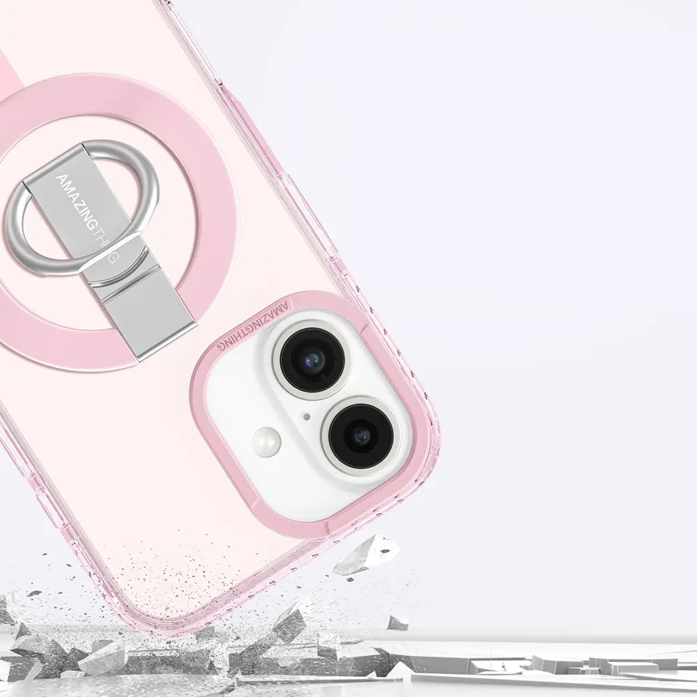 iPhone 16 Plus MagSafe Uyumlu Yüzük Standlı Şeffaf Kılıf - Amazingthing Titan Pro