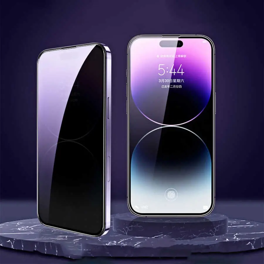 iPhone 16 Pro Gizlilik Ekran Koruyucu, Kavisli Kenar - Zore Kor Privacy