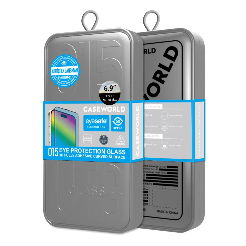 iPhone 16 Pro 3D Eyesafe Temperli Cam Ekran Koruyucu - CaseWorld