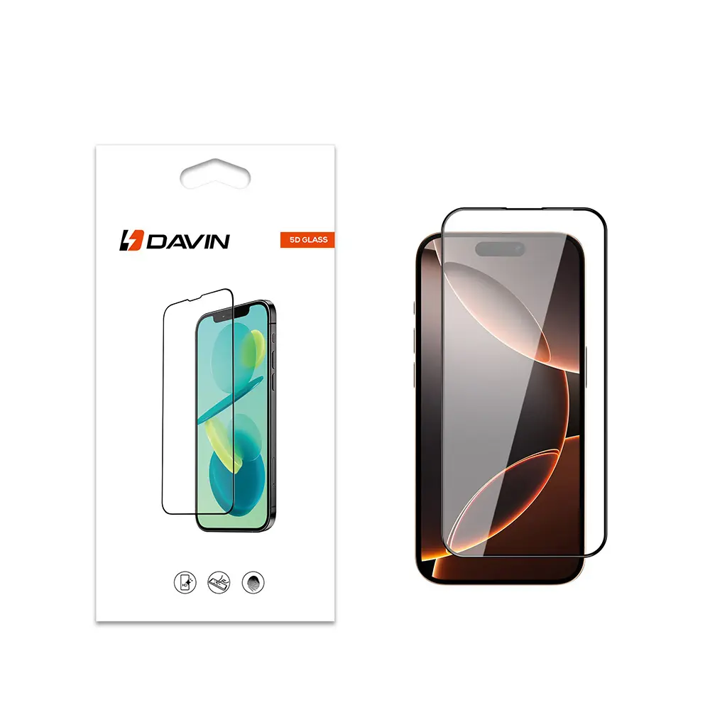 iPhone 16 Pro Tam Kaplama 5D Cam Ekran Koruyucu - Davin