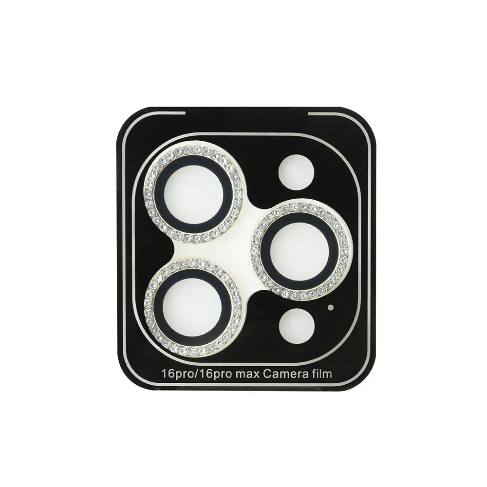 iPhone 16 Pro Ekran ve Lens Koruyucu 2'si 1 Arada Set - Guess Rhinestone