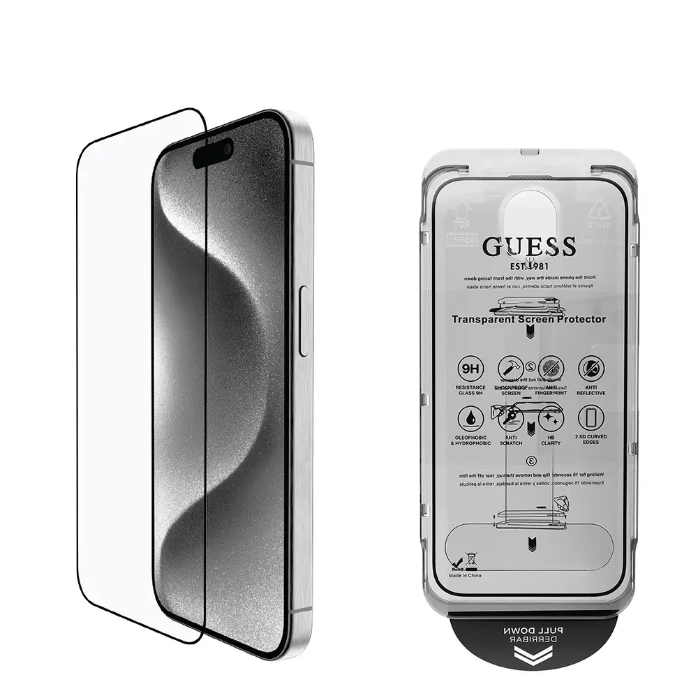 iPhone 16 Pro Ekran ve Lens Koruyucu 2'si 1 Arada Set - Guess Rhinestone