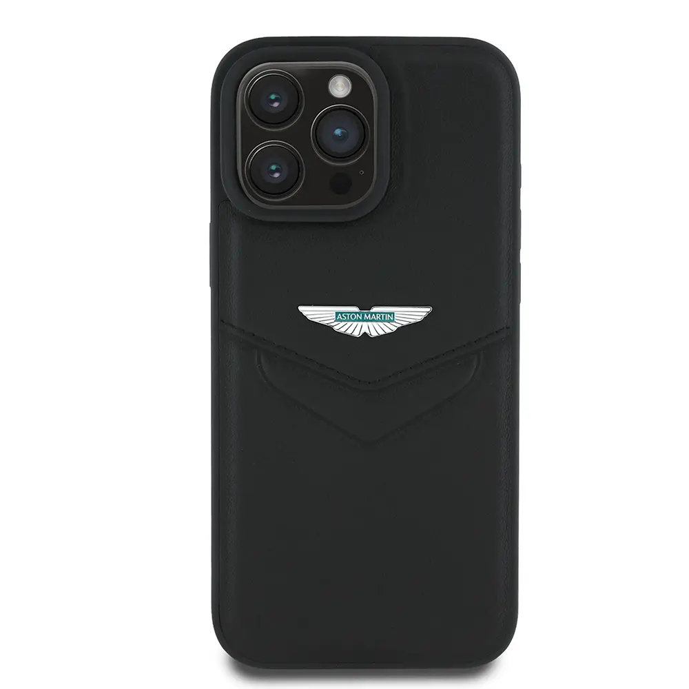iPhone 16 Pro Aston Martin Lisanslı Victory PU Deri Kılıf, Metal Logolu